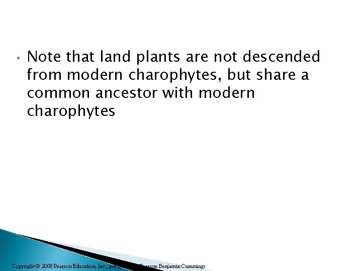  • Note that land plants are not descended from modern charophytes, but share