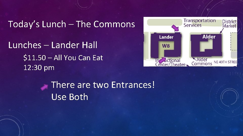 Today’s Lunch – The Commons Lunches – Lander Hall $11. 50 – All You