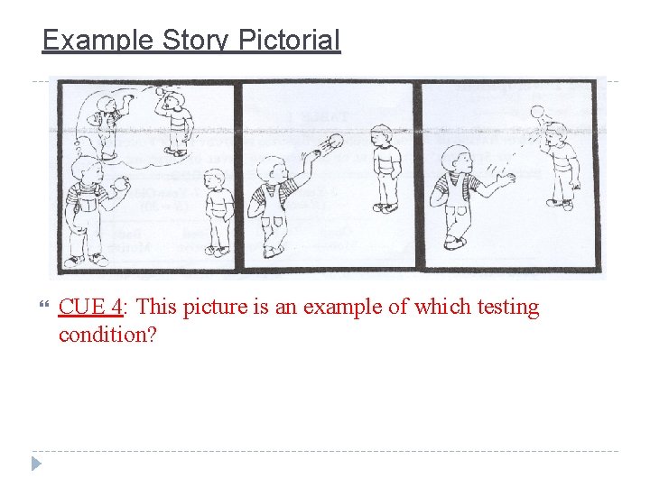 Example Story Pictorial CUE 4: This picture is an example of which testing condition?