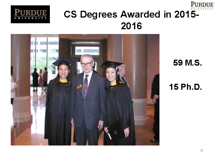 CS Degrees Awarded in 20152016 59 M. S. 15 Ph. D. 4 