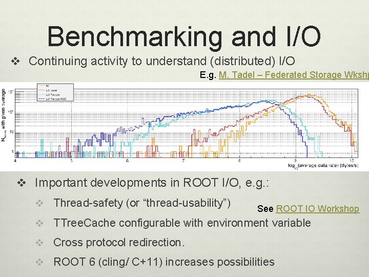 Benchmarking and I/O v Continuing activity to understand (distributed) I/O E. g. M. Tadel