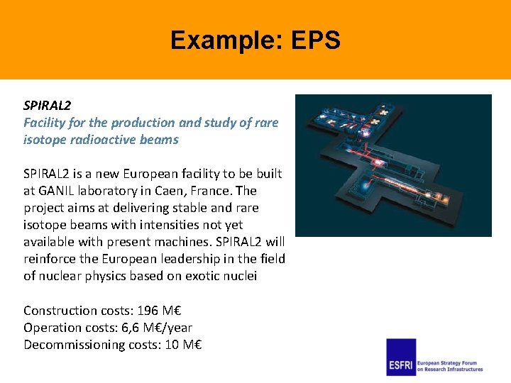 Example: EPS SPIRAL 2 Facility for the production and study of rare isotope radioactive