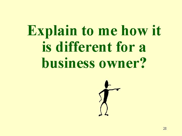 Explain to me how it is different for a business owner? 28 