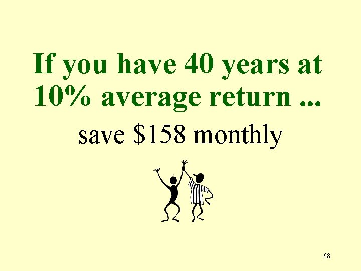 If you have 40 years at 10% average return. . . save $158 monthly