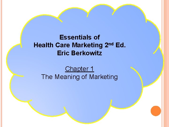 Essentials of Health Care Marketing 2 nd Ed. Eric Berkowitz Chapter 1 The Meaning