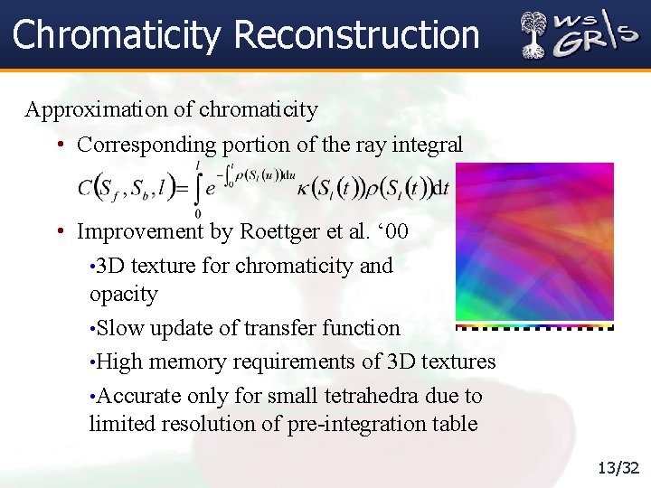 Chromaticity Reconstruction Approximation of chromaticity • Corresponding portion of the ray integral • Improvement