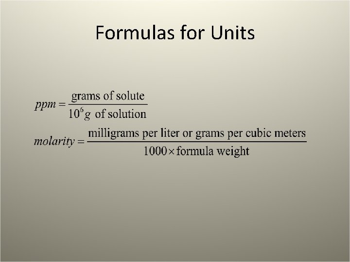 Formulas for Units 