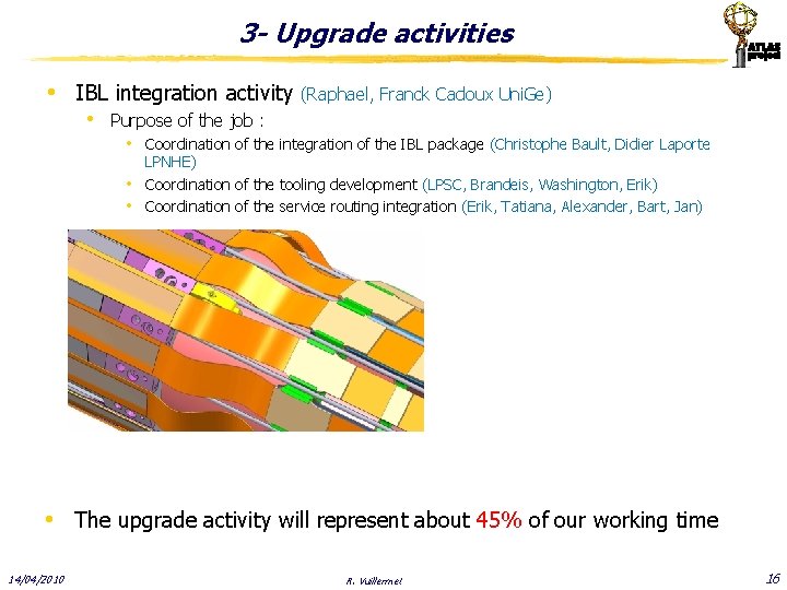 3 - Upgrade activities • IBL integration activity (Raphael, Franck Cadoux Uni. Ge) •