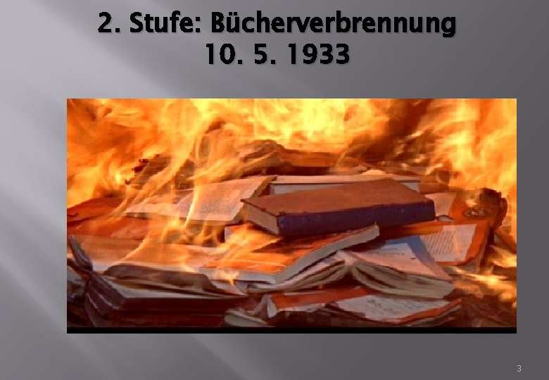 2. Stufe: Bücherverbrennung 10. 5. 1933 3 