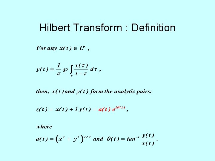 Hilbert Transform : Definition 