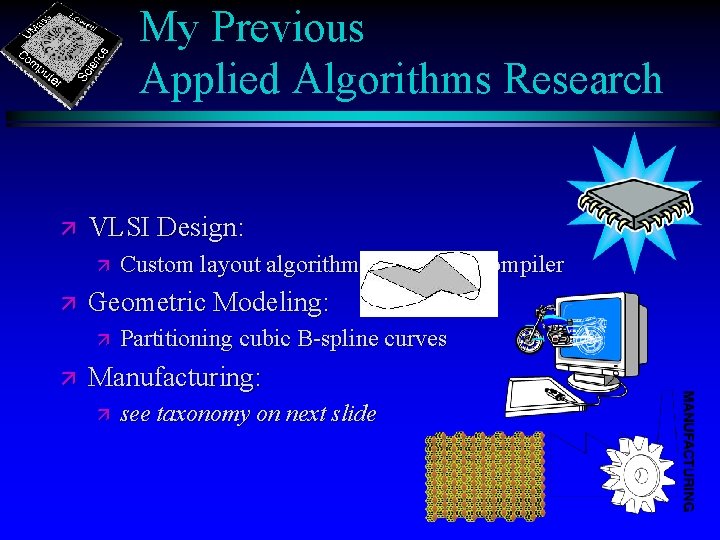 My Previous Applied Algorithms Research ä VLSI Design: ä ä Geometric Modeling: ä ä My Previous Applied Algorithms Research ä VLSI Design: ä ä Geometric Modeling: ä ä