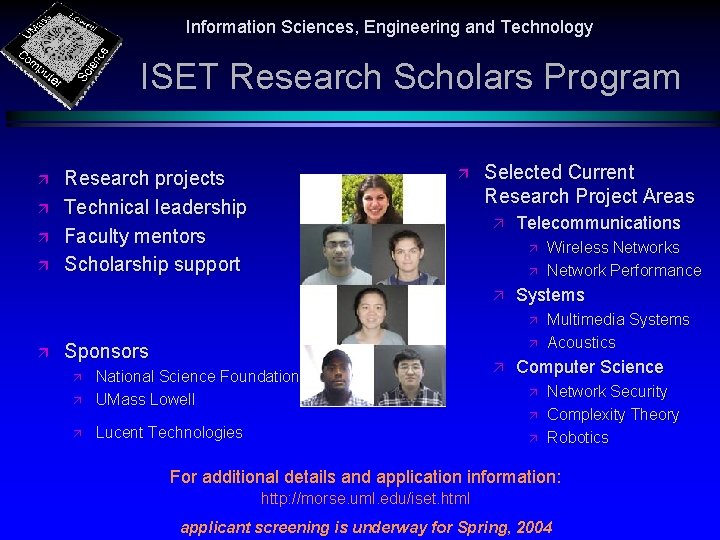 Information Sciences, Engineering and Technology ISET Research Scholars Program ä ä ä Research projects Information Sciences, Engineering and Technology ISET Research Scholars Program ä ä ä Research projects