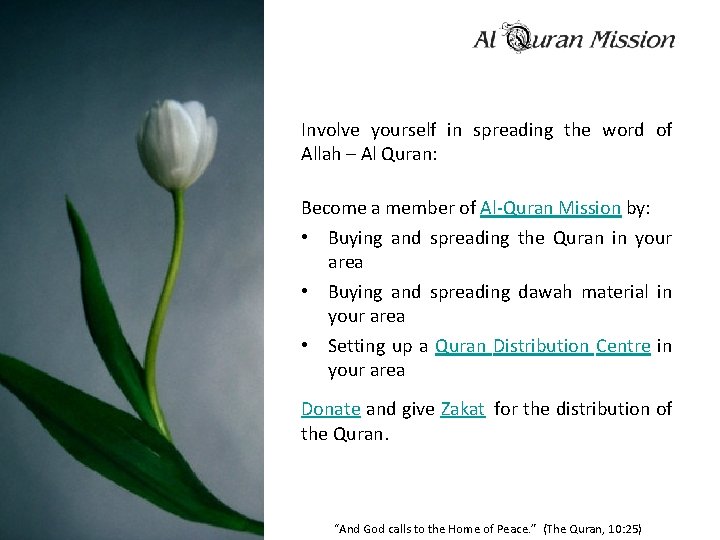 Involve yourself in spreading the word of Allah – Al Quran: Become a member