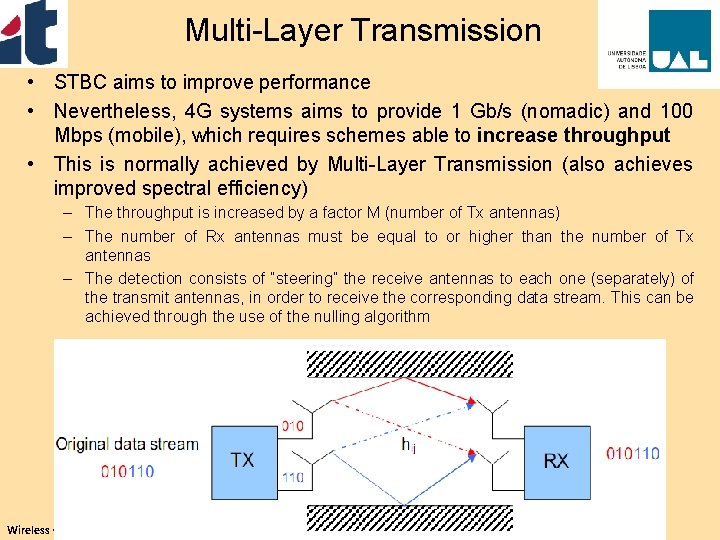 Multi-Layer Transmission • STBC aims to improve performance • Nevertheless, 4 G systems aims