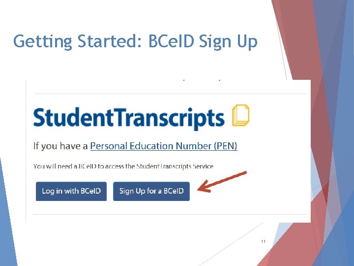 Getting Started: BCe. ID Sign Up 11 