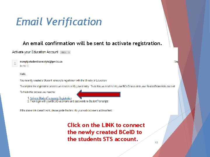 Email Verification An email confirmation will be sent to activate registration. Click on the