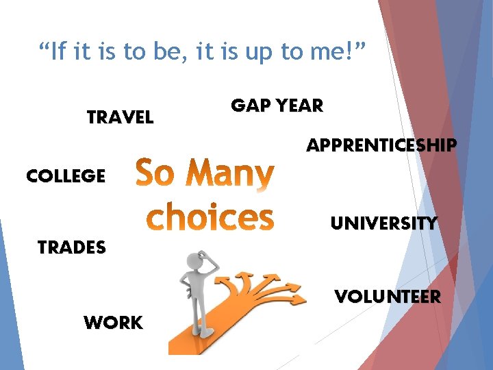 “If it is to be, it is up to me!” TRAVEL GAP YEAR APPRENTICESHIP