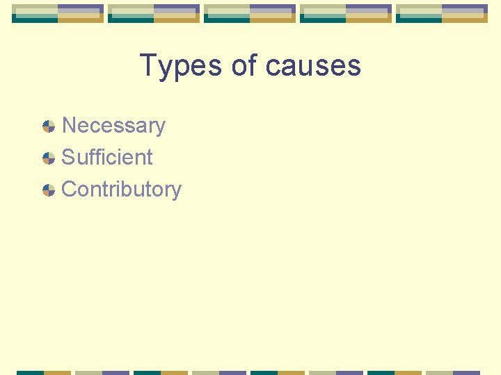 Types of causes Necessary Sufficient Contributory 