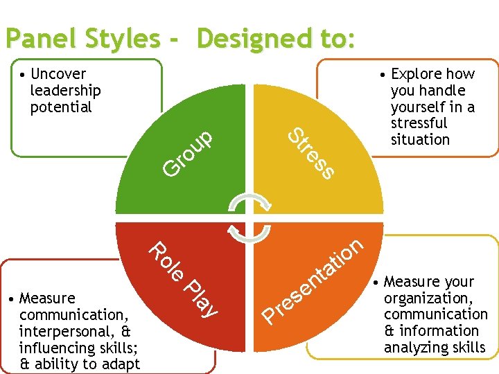 Panel Styles - Designed to: • Uncover leadership potential s G s re r