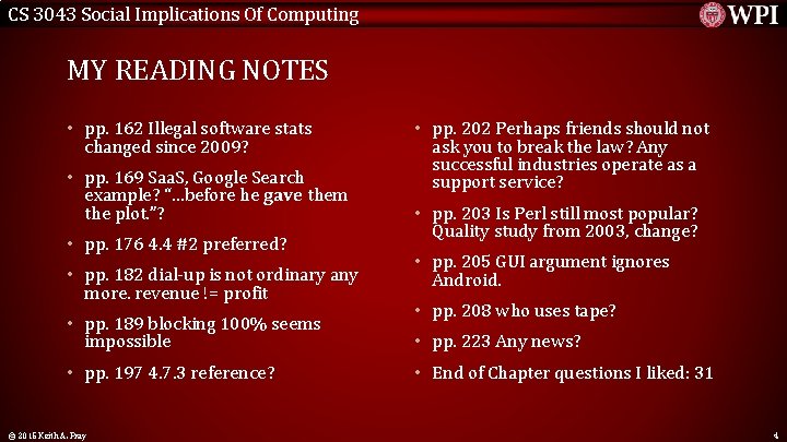 CS 3043 Social Implications Of Computing MY READING NOTES • pp. 162 Illegal software