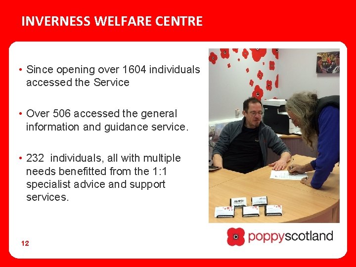 INVERNESS WELFARE CENTRE • Since opening over 1604 individuals accessed the Service • Over