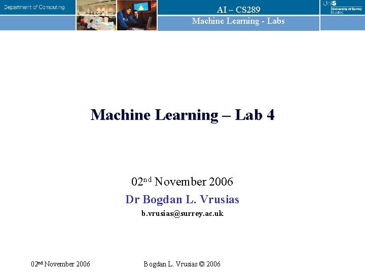 AI – CS 289 Machine Learning - Labs Machine Learning – Lab 4 02