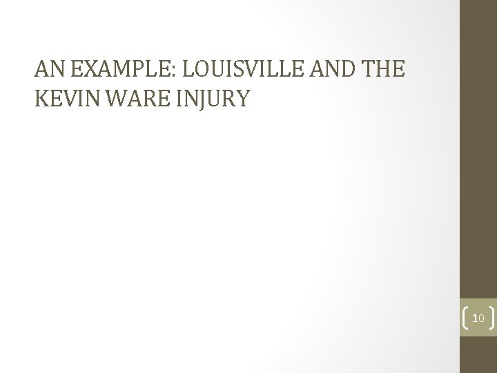 AN EXAMPLE: LOUISVILLE AND THE KEVIN WARE INJURY 10 