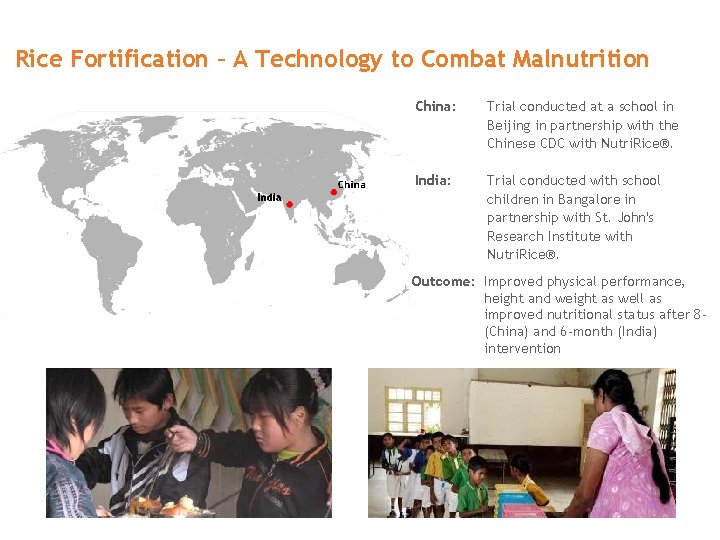 Rice Fortification – A Technology to Combat Malnutrition China: Trial conducted at a school