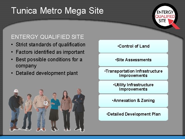 Tunica Metro Mega Site ENTERGY QUALIFIED SITE • Strict standards of qualification • Factors