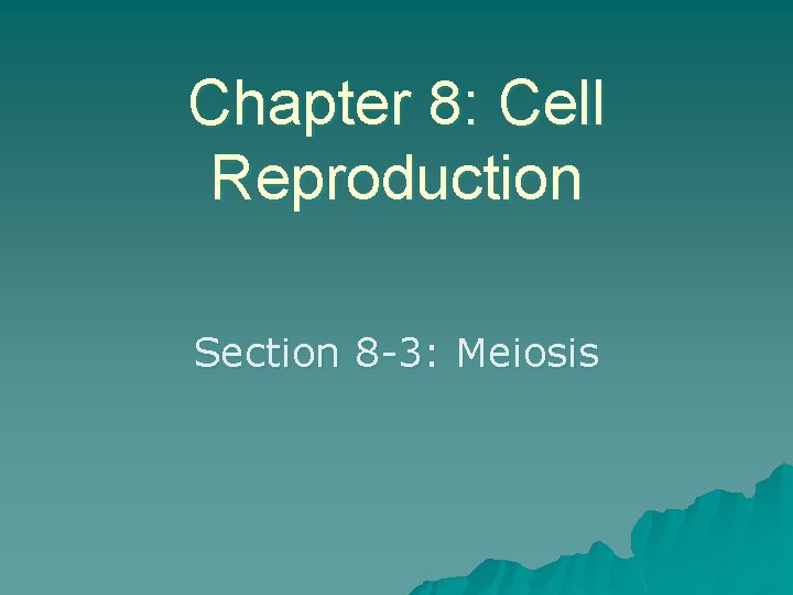 Chapter 8: Cell Reproduction Section 8 -3: Meiosis 