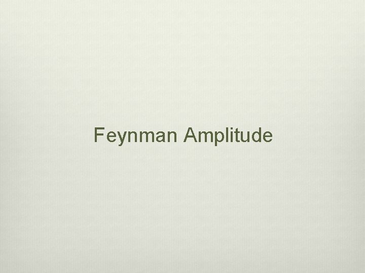 Feynman Amplitude 