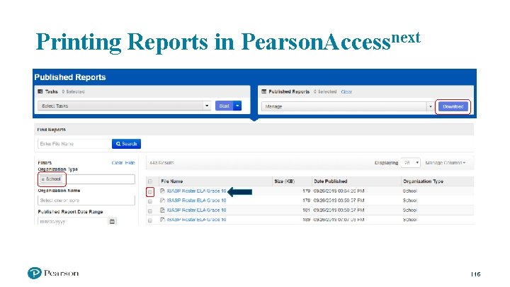 Printing Reports in Pearson. Accessnext 15 