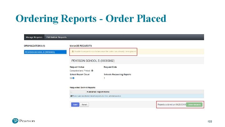 Ordering Reports - Order Placed 22 