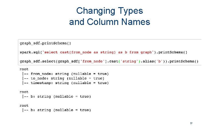 Changing Types and Column Names 37 