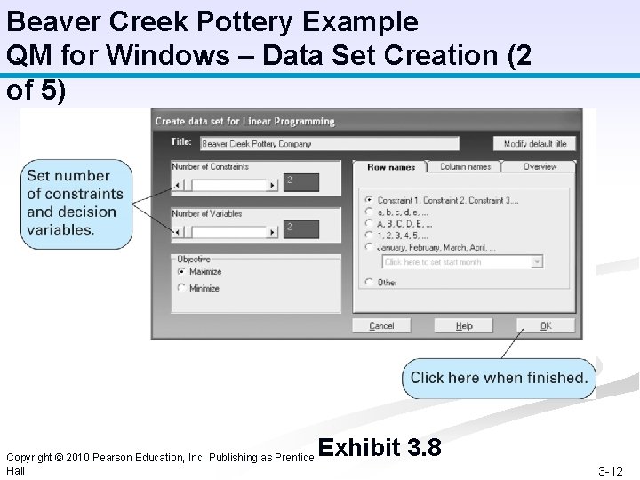 Beaver Creek Pottery Example QM for Windows – Data Set Creation (2 of 5)