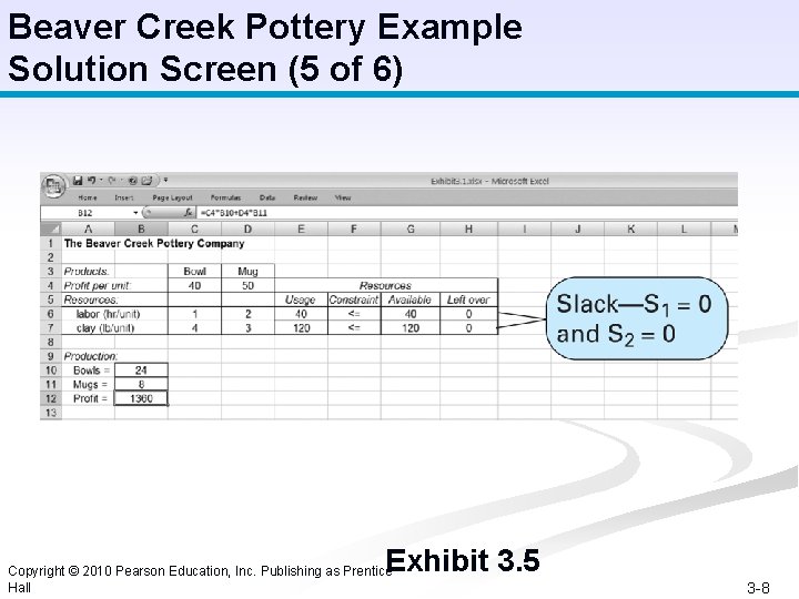 Beaver Creek Pottery Example Solution Screen (5 of 6) Exhibit 3. 5 Copyright ©