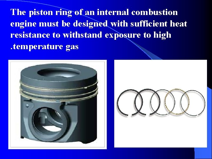 The piston ring of an internal combustion engine must be designed with sufficient heat