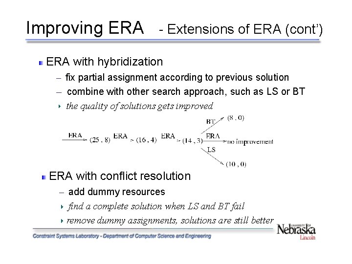 Improving ERA - Extensions of ERA (cont’) ERA with hybridization ─ ─ fix partial