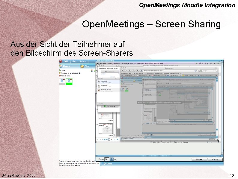 Open. Meetings Moodle Integration Open. Meetings – Screen Sharing Aus der Sicht der Teilnehmer