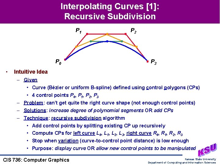 Interpolating Curves [1]: Recursive Subdivision P 1 P 0 • P 2 P 3