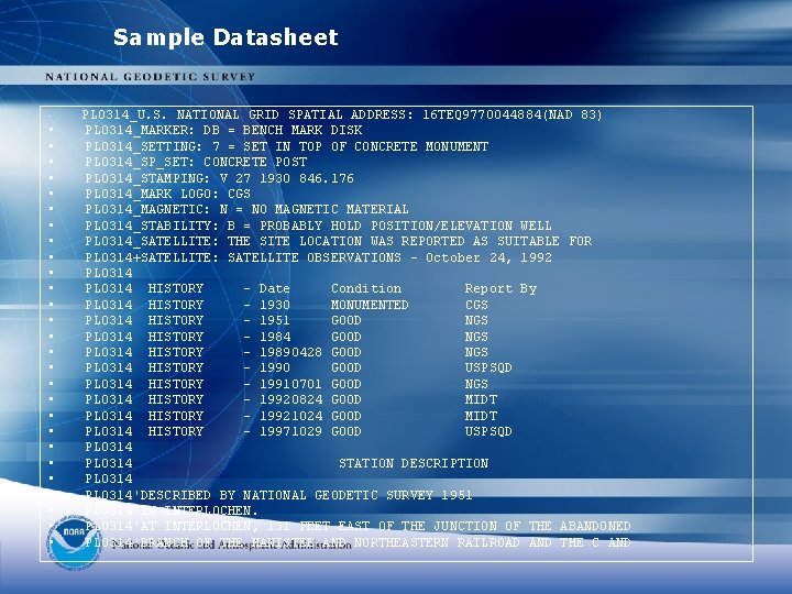 Sample Datasheet • • • • • • • PL 0314_U. S. NATIONAL GRID