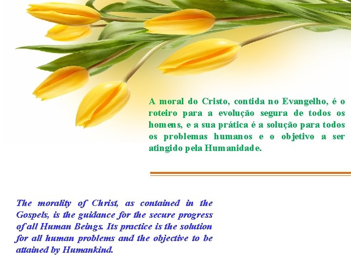 A moral do Cristo, contida no Evangelho, é o roteiro para a evolução segura