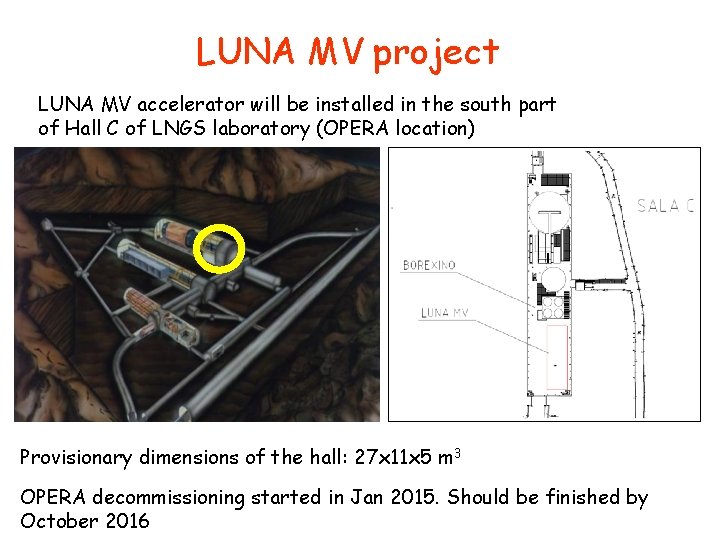 LUNA MV project LUNA MV accelerator will be installed in the south part of