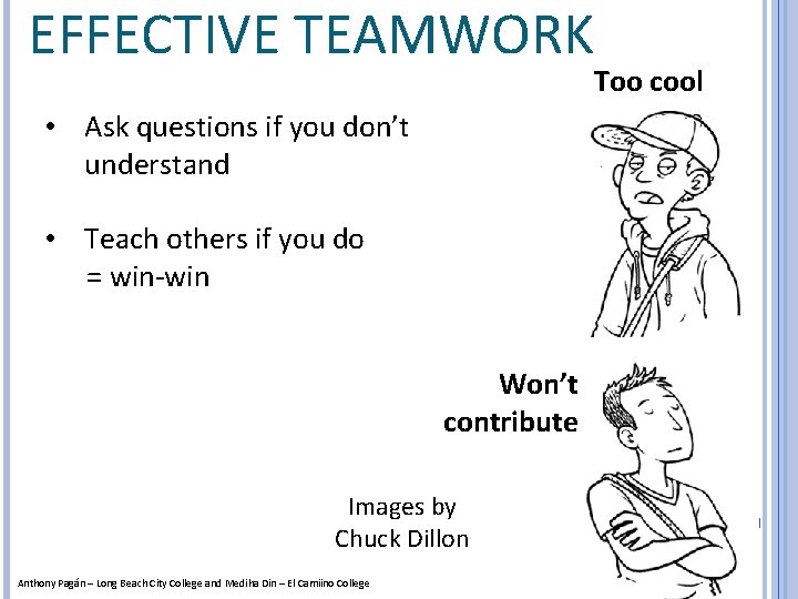 EFFECTIVE TEAMWORK Too cool • Ask questions if you don’t understand • Teach others