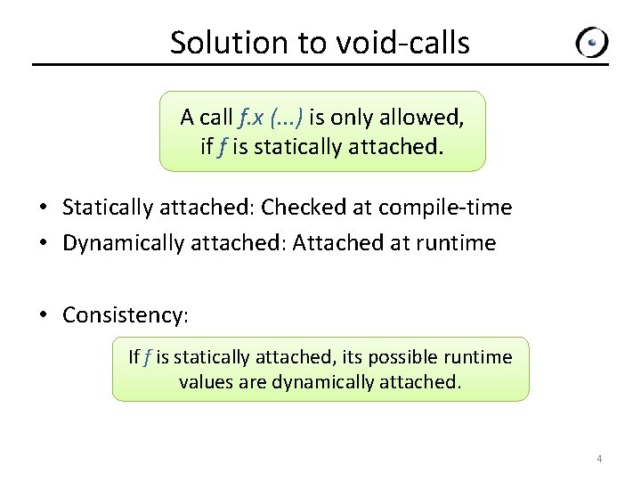 Solution to void-calls A call f. x (. . . ) is only allowed,