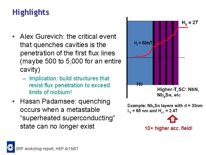 Highlights • Alex Gurevich: the critical event that quenches cavities is the penetration of Highlights • Alex Gurevich: the critical event that quenches cavities is the penetration of