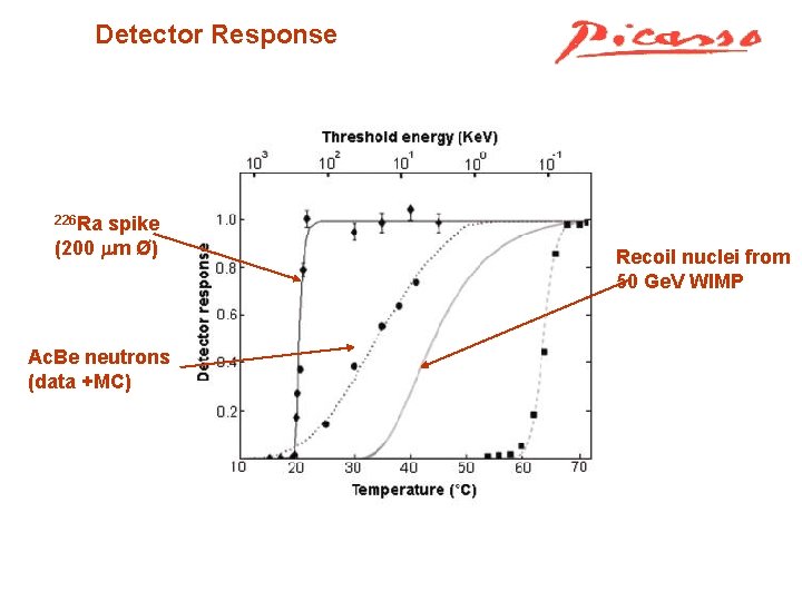 Detector Response 226 Ra spike (200 m Ø) Ac. Be neutrons (data +MC) Recoil