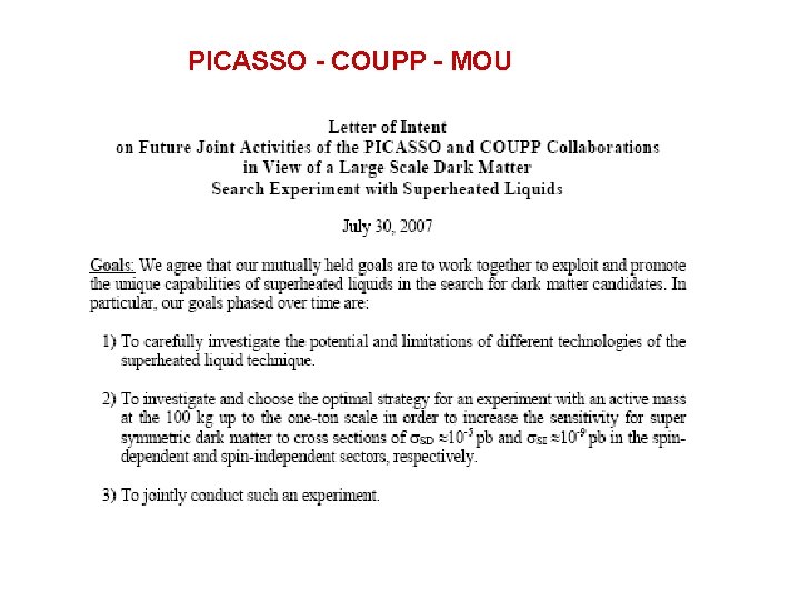 PICASSO - COUPP - MOU 