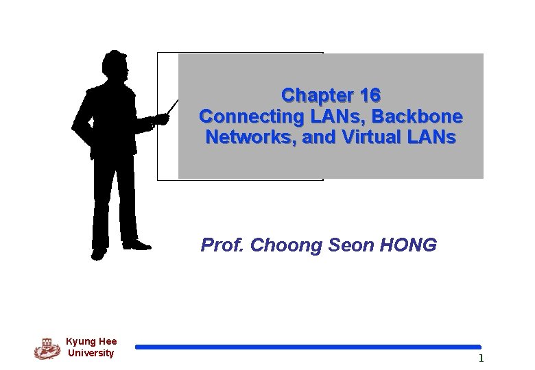 Chapter 16 Connecting LANs, Backbone Networks, and Virtual LANs Prof. Choong Seon HONG Kyung