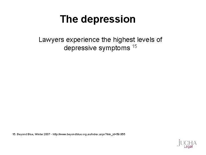 The depression Lawyers experience the highest levels of depressive symptoms 15 15. Beyond Blue,